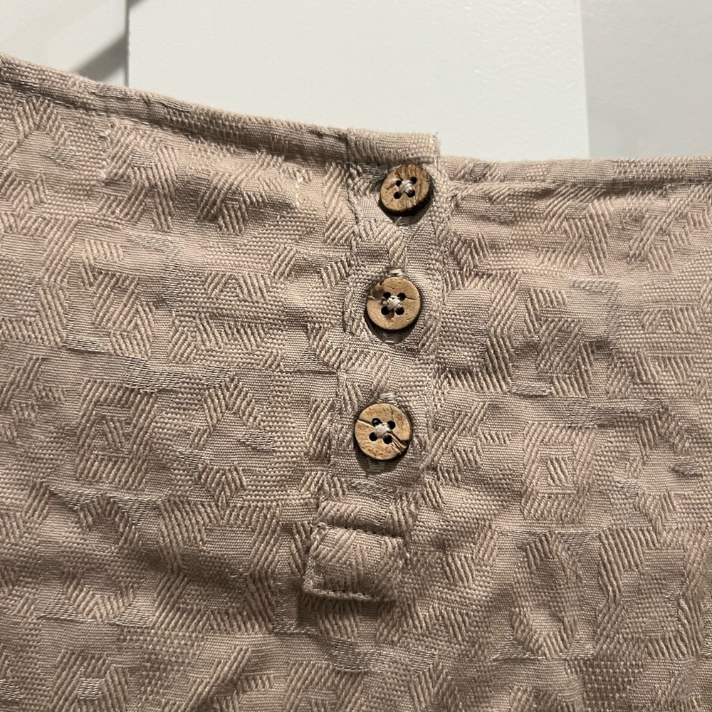 Garnet Hill Khaki Textured Tie Sleeve Dress Size 16 - Picture 4 of 8